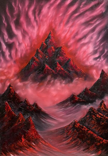 Crimson Thrones of the Sublime - a painting by Marek Rojek