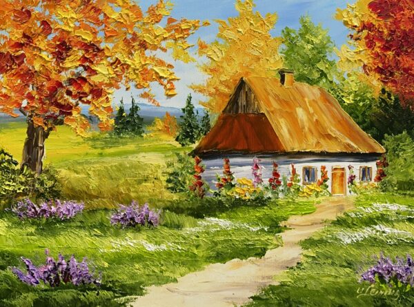 Cottage - a painting by Urszula Lemańska