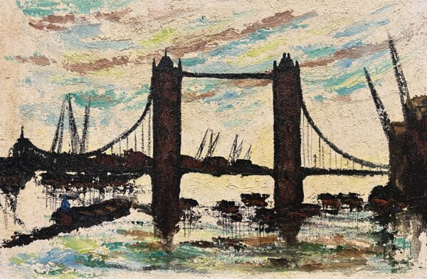 Echoes Beneath the Vermilion Sky - a painting by European school (XX)