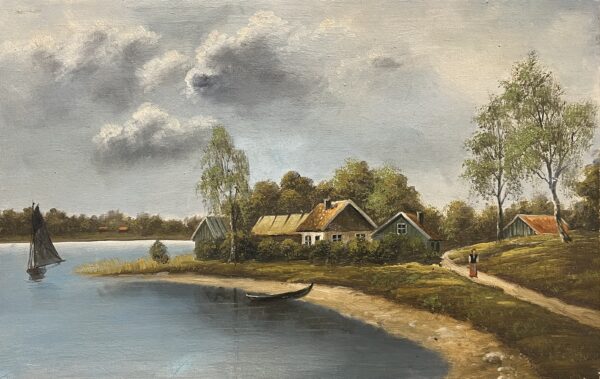 Echoes Beneath the Birch Sky - a painting by European school (XX)