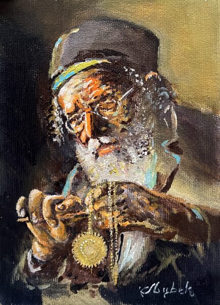 Echoes Beneath the Golden Silence - a painting by Andrzej Dąbek