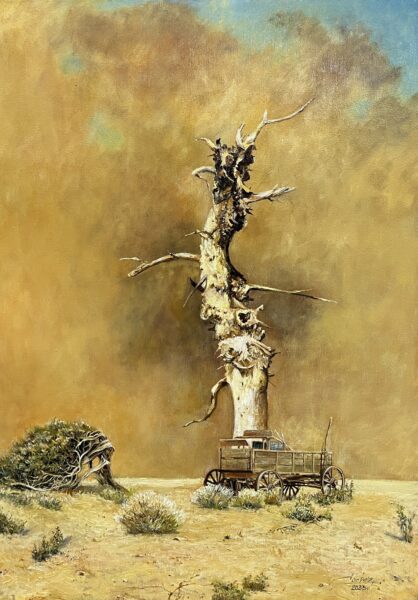 Wóz i drzewo - a painting by Zbigniew Cortez Zając