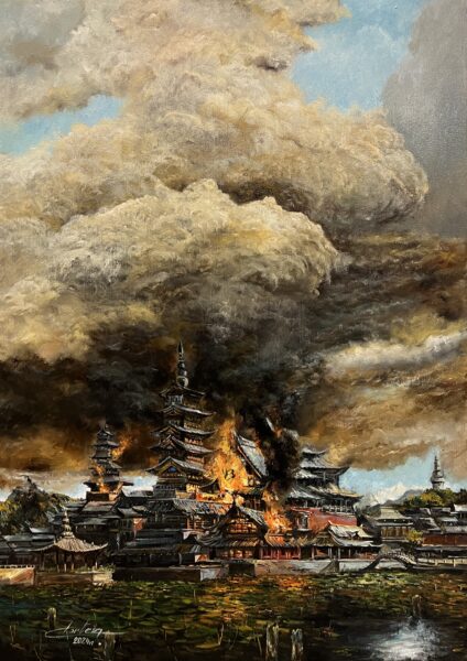 Płonąca Japonia - a painting by Zbigniew Cortez Zając