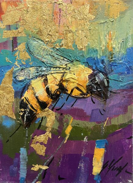 Gilded Flight of the Crowned One - a painting by Grażyna Mucha