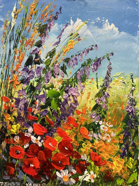 Bloom Sonata in Crimson Gold - a painting by Pentti Vainio