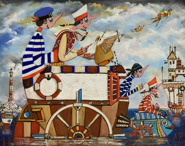 Time for fish and chips - a painting by Artur Płachta