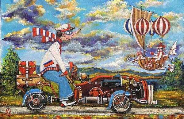 Wow! Gorgeous car, Count. - a painting by Artur Płachta