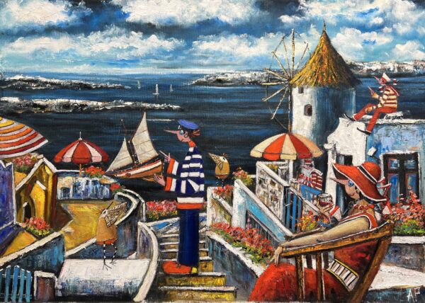 Hmm… Dad misses the sea - a painting by Artur Płachta