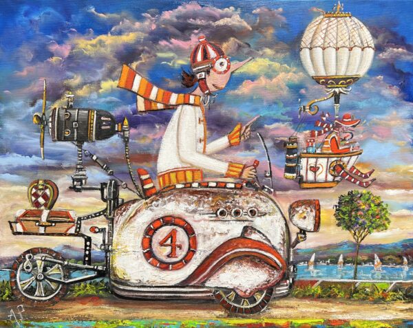 Grandpa had nice cars too - a painting by Artur Płachta