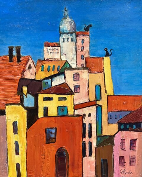 Sunlight on the Rooftops - a painting by Grażyna Mucha