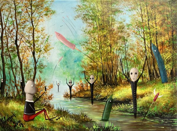 Priests in Rubberland - a painting by Jarosław Kiełczyński