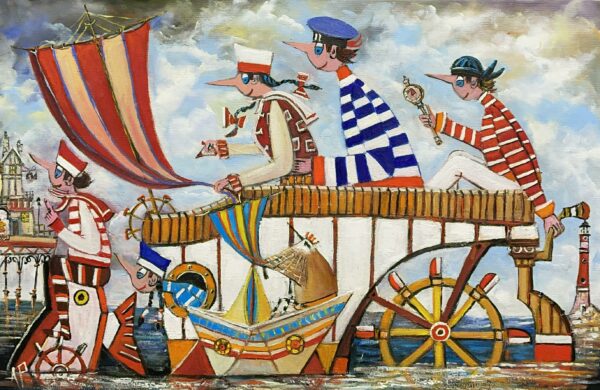 Sometimes we like to come to the city - a painting by Artur Płachta