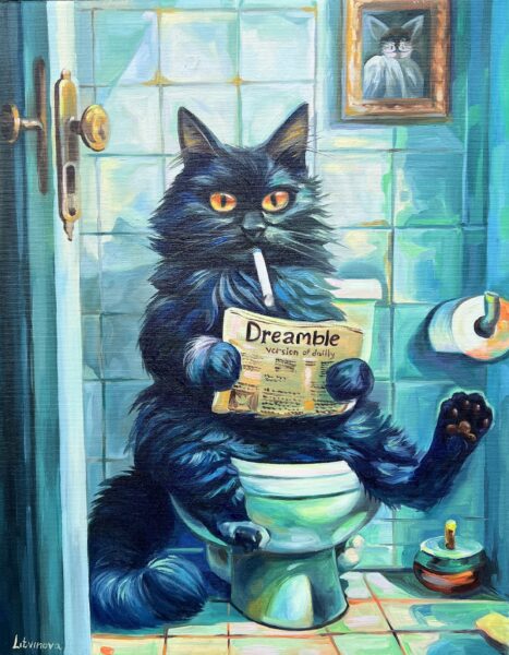 “Feline Reverie: Throne of Dreams” - a painting by Olga Litvinova