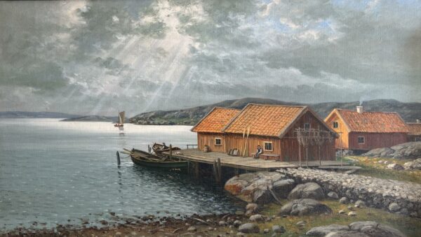 “Crimson Echoes, Celestial Tides” - a painting by European school (XX)