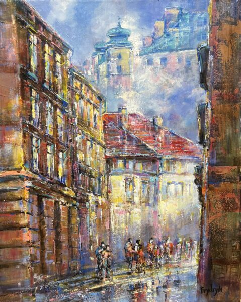 Ephemeral Waltz in Sunlit Rain - a painting by Danuta Frydrych