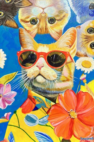 “Curiosity in Sunglasses” - a painting by Aleksander Tomasievych
