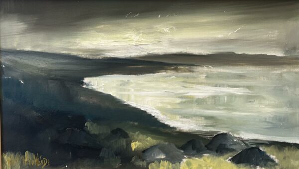 Twilight’s Melancholy Shore - a painting by European school (XX)