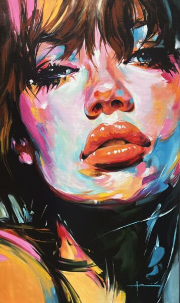 “Echoes in Crimson Silence” - a painting by Marian Jesień