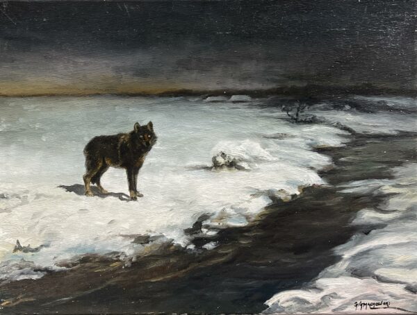 ”Lone wolf” after Alfred Wierusz-Kowalski - a painting by Grzegorz Gmachowski