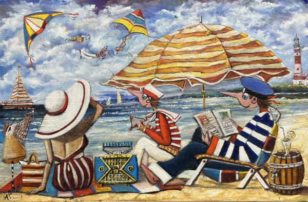 Women love the sun and the sea breeze - a painting by Artur Płachta