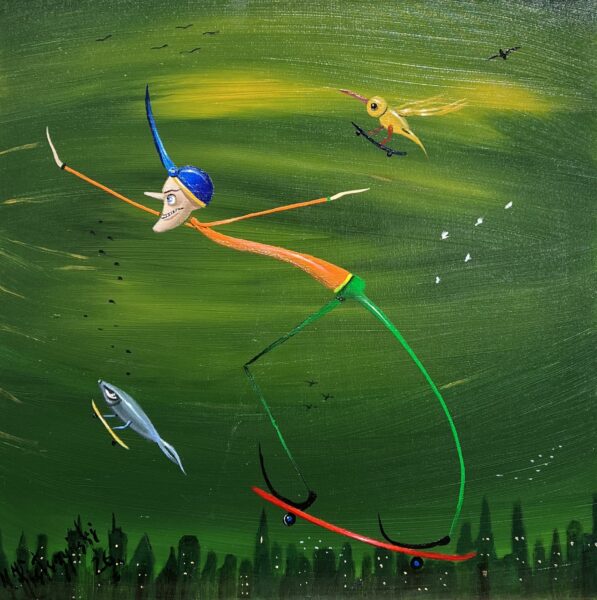 Skate or fly? - a painting by Jarosław Kiełczyński