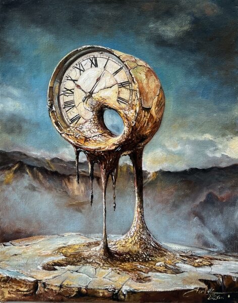 Fantasy with a clock - a painting by Zbigniew Cortez Zając