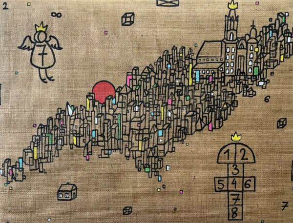 City of Celestial Play - a painting by Mateusz Lewandowski