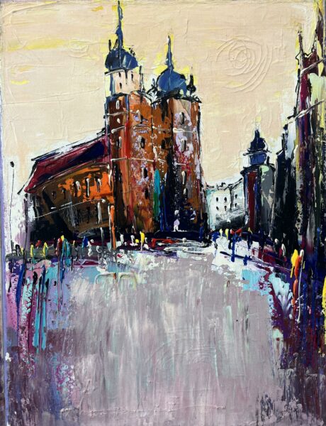 Urban Symphony in Blue and Ochre - a painting by Viktor Fridrikh