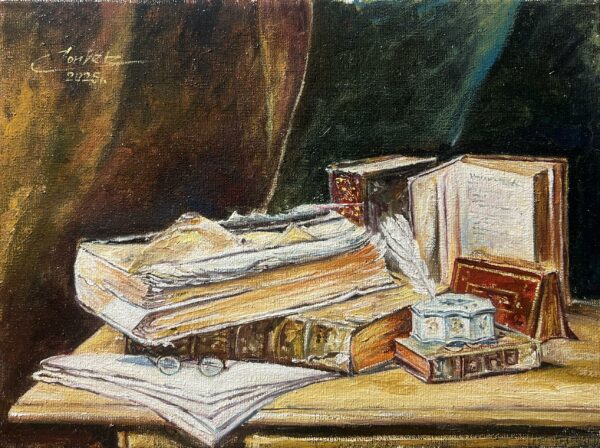 Stare książki - a painting by Zbigniew Cortez Zając