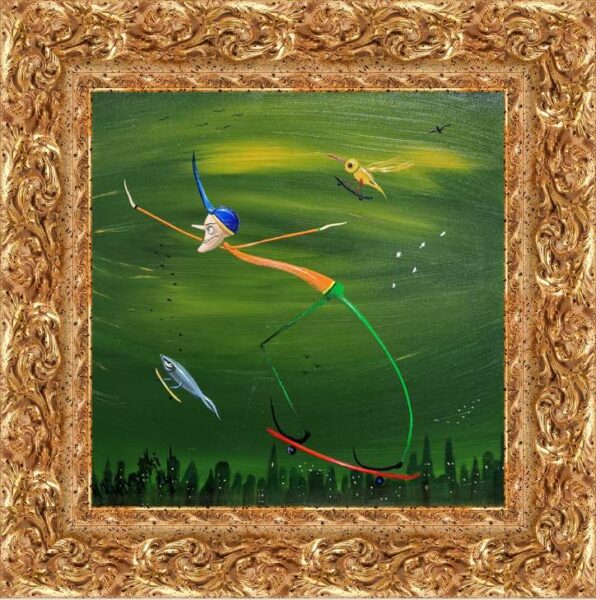 Skate or fly? - a painting by Jarosław Kiełczyński