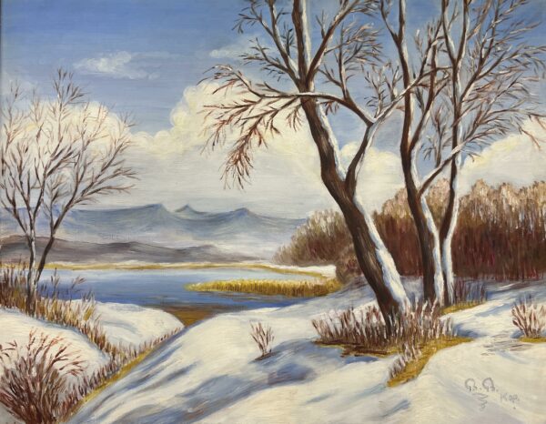 “Silent Hues of Winter’s Breath” - a painting by European school (XX)