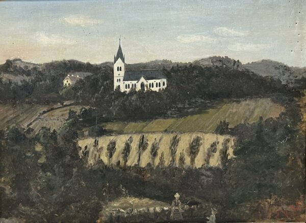 “Sanctuary Amongst the Hills” - a painting by European school (XX)