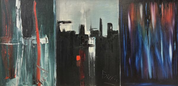 Crimson Echoes of Dusk - a painting by European school (XX)