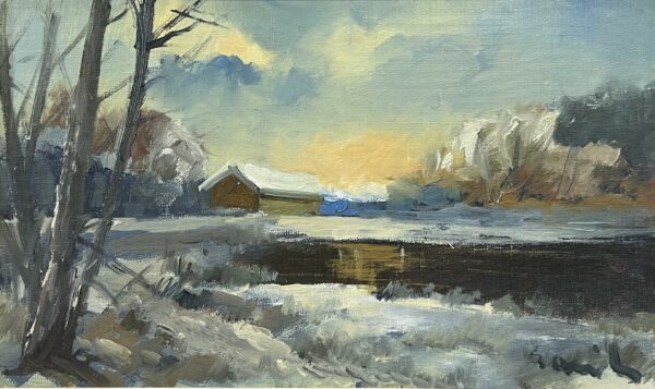 “Solitude’s Winter Embrace” - a painting by European school (XX)