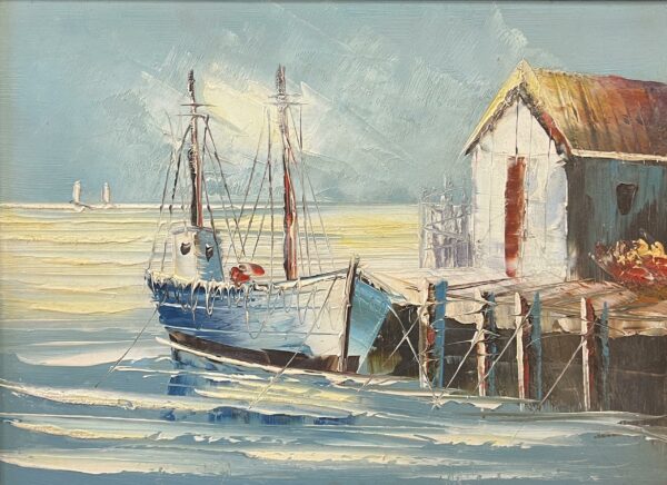 “Harbor’s Gentle Refrain” - a painting by European school (XX)