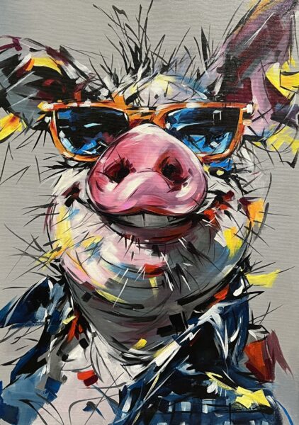 “Pork Chic in Pop Sonic” - a painting by Marian Jesień