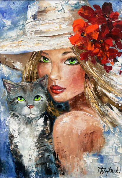 “Feline Serenade” - a painting by Tadeusz Wojtkowski