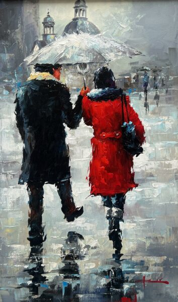 “Crimson Embrace” - a painting by Marian Jesień
