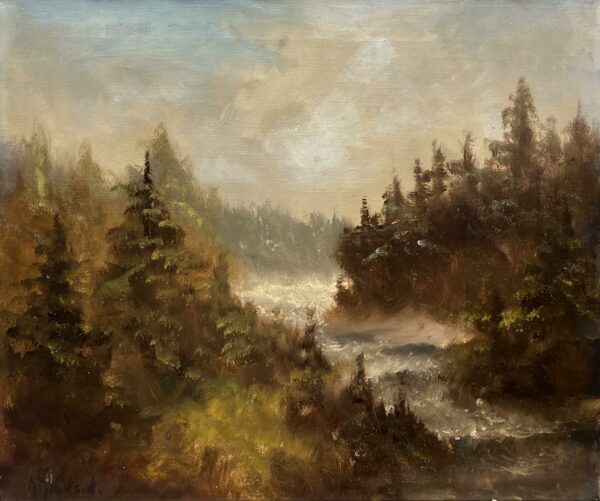 Veil of Whispering Woods - a painting by European school (XX)