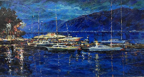 Nocturne in Crimson and Blue - a painting by European school (XX)