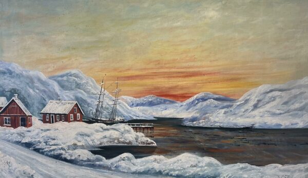 “Embers of the Frosted Dusk” - a painting by European school (XX)