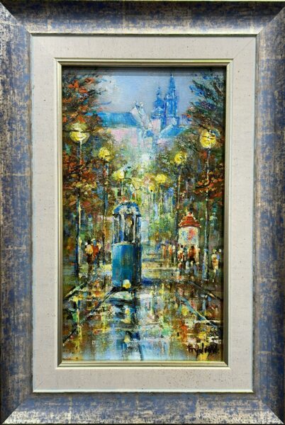 “Azure Reverie in Rainlight” - a painting by Danuta Frydrych