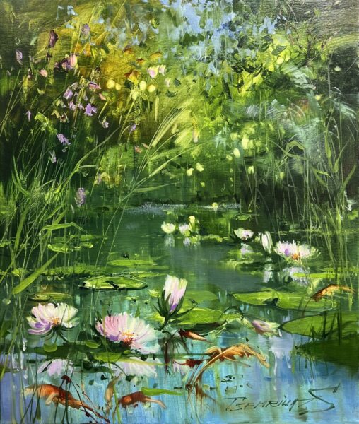 Emerald Lily Reverie - a painting by Sergiy Tsemrouk