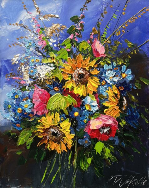 Gilded Evening Bouquet - a painting by Tadeusz Wojtkowski