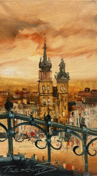 Honeyed Towers at Dusk - a painting by Sergiy Tsemrouk