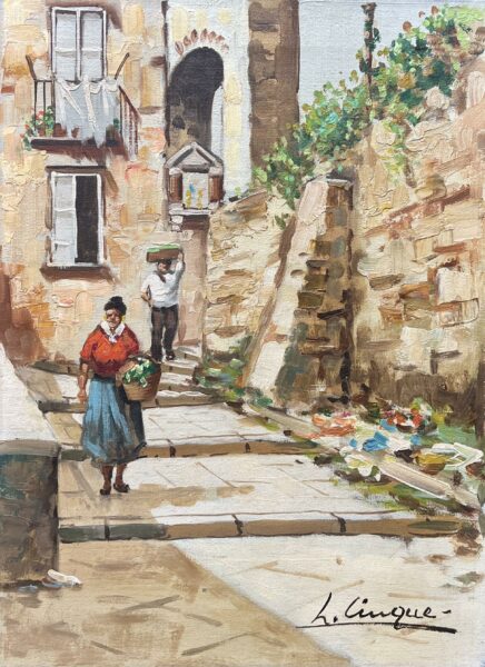 Harvest on the Steps - a painting by European school (XX)