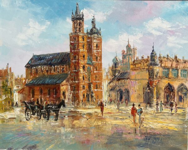 Sunlit Market Choreography - a painting by Adam Nowakowski