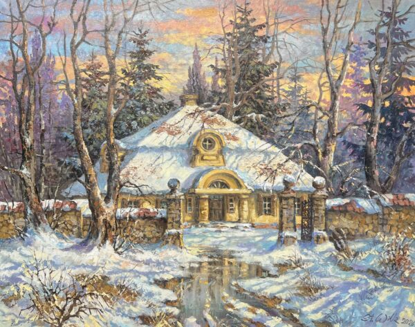 Gilded Winter Threshold - a painting by Stanisław Wilk