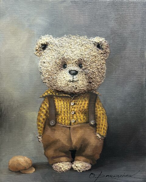 Buttoned Reverie - a painting by Oksana Parashchak