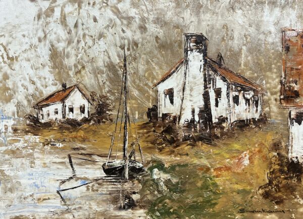 Gilded Moorings - a painting by European school (XX)